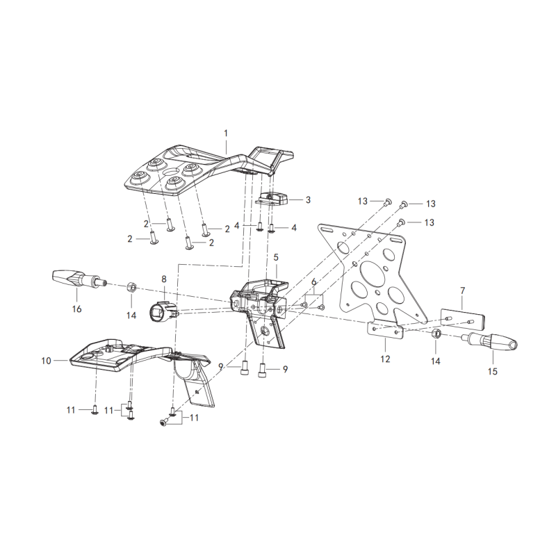 Support de Plaque / Clignotants Arrière