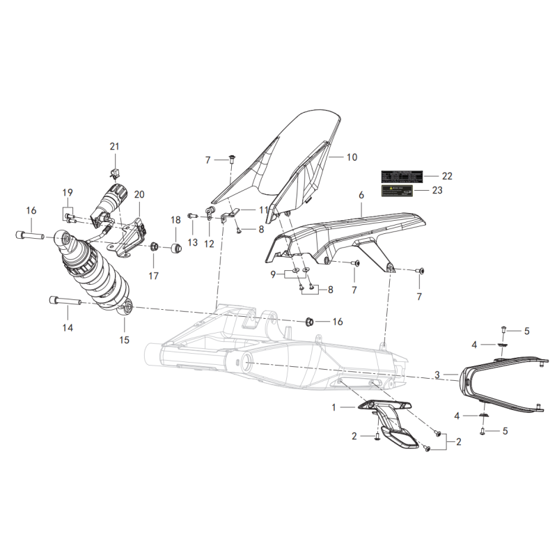 Amortisseur / Garde Boue Arrière