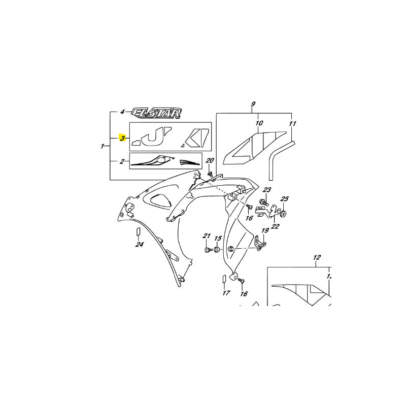 DESTOCKAGE !! Sticker OEM Suzuki GSX-R 1000 2018-2020 (68680-17K30-AGQ)
